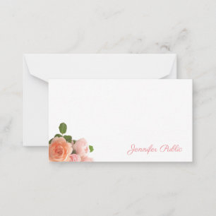 Cartão De Notas Rosas de Aquarela Manuscritos Trendência de Cores