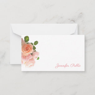 Cartão De Notas Rosas de Aquarela Na moda com Manuscrito