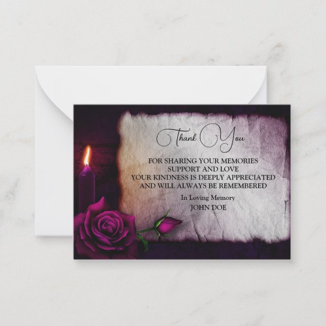 Cartão De Notas Rosas De Velas Gótica Obrigado (Frente)