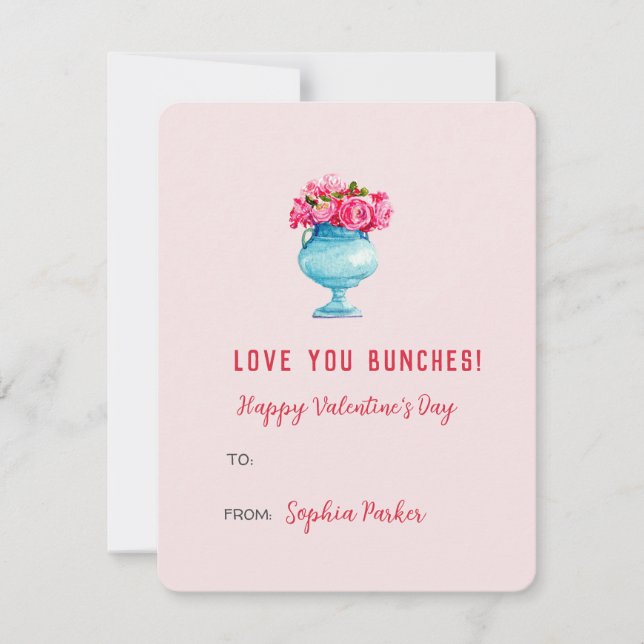 Cartão De Notas Rosas elegantes em vaso Nota Mini Dia dos Namorado (Frente)