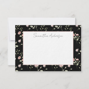 Cartão De Notas Rosas Florais Personalizadas Rosa Bege