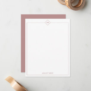 Cartão De Notas Rose Brown   Papelaria Pessoal Minimalista