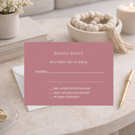 Cartão De Notas Rose gold ivory wedding response RSVP