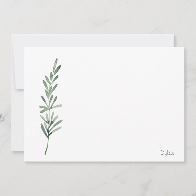 Cartão De Notas Rosemary de Aquarela (Frente)