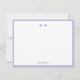 Cartão De Notas Roxo Clássico Monograma Casamento Personalizado Ca