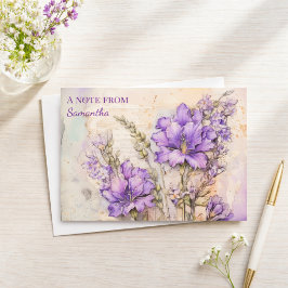 Cartão De Notas Roxo Floral Vintage Encantador de Casa de Campo Pe