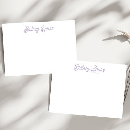 Cartão De Notas Roxo Lavanda Chique Personalizado com Monograma No