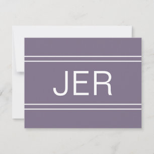 Cartão De Notas Roxo Nome Personalizado Monogramado Inicial Chic