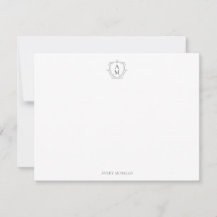 Cartão De Notas Royal Monographic Crest Smokey Cinzas Personalizad
