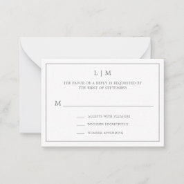Cartão De Notas RSVP de Casamento da Mini Cinza Escura Simples Mon