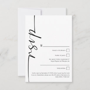 Cartão De Notas RSVP de Casamento de Código QR para Caligrafia Ele