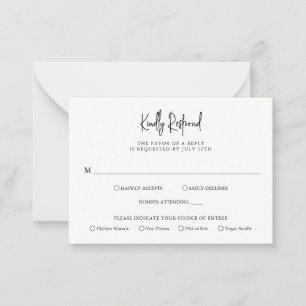 Cartão De Notas RSVP de Casamento de eterno Preto e Orçamento Bran