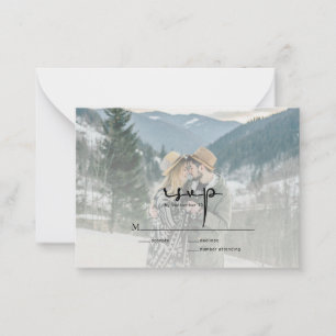 Cartão De Notas RSVP de Casamento de Fotos do Script Elegante Mode