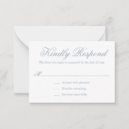 Cartão De Notas RSVP de Casamento de Mini Formal Azul Tradicional