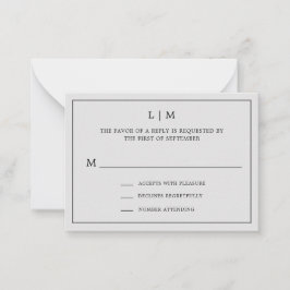 Cartão De Notas RSVP de Casamento de Mini Monograma de Cinzas Simp
