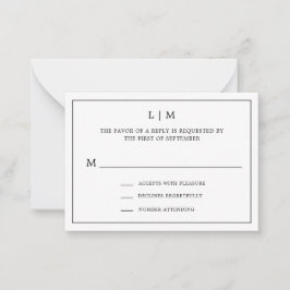 Cartão De Notas RSVP de Casamento de Orçamento Branco e Preto Simp