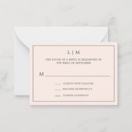 Cartão De Notas RSVP de Casamento do Mini Monograma Rosa Simples