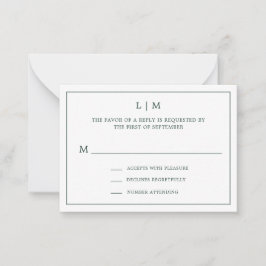 Cartão De Notas RSVP de Casamento do Mini Monograma Verde da Flore