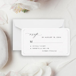 Cartão De Notas RSVP de casamento Elegante em preto e branco