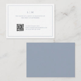 Cartão De Notas RSVP de Casamento Elegante Monograma Azul Simples