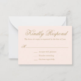 Cartão De Notas RSVP de Casamento Formal Cor-de-Rosa-Blush Tradici