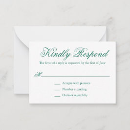 Cartão De Notas RSVP de Casamento Formal de Emerald Green