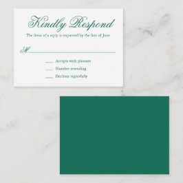Cartão De Notas RSVP de Casamento Formal de Emerald Green