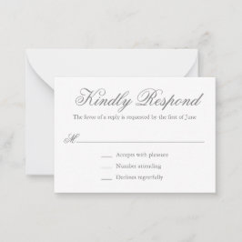 Cartão De Notas RSVP de Casamento Mini Elegante Formal da Cinza Tr