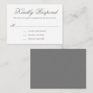 Cartão De Notas RSVP de Casamento Mini Elegante Formal da Cinza Tr