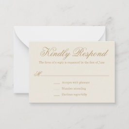 Cartão De Notas RSVP de Casamento Mini Elegante Formal de Marfim T