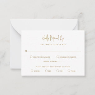 Cartão De Notas RSVP de Casamento Mini Moderno Dourado Minimalista