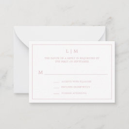Cartão De Notas RSVP de Casamento Mini Monograma de Rosas claro Si