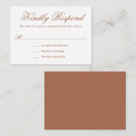 Cartão De Notas RSVP de Casamento Mínimo Formal de Terracotta Trad
