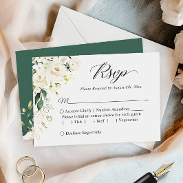 Cartão De Notas RSVP de Casamento Pequeno de Orçamento | Rosa bran