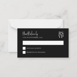 Cartão De Notas RSVP de Casamento Preto e Branco do ORÇAMENTO