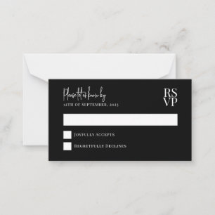 Cartão De Notas RSVP de Casamento Preto e Branco do ORÇAMENTO