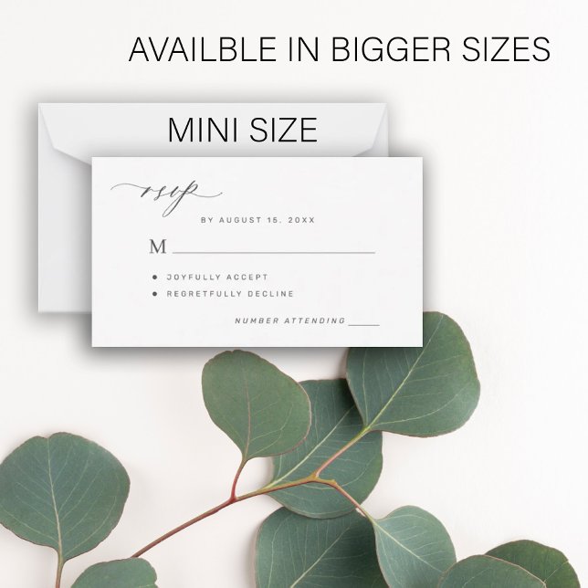 Cartão De Notas RSVP de casamento simples preto e branco (Criador carregado)