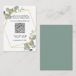 Cartão De Notas RSVP de Quadro Glitter Dourado Eucalyptus com códi