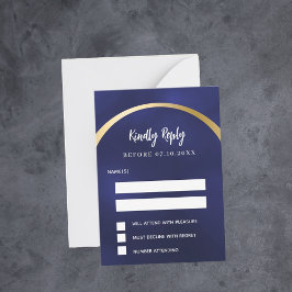 Cartão De Notas RSVP de resposta de casamento do arco azul marinho