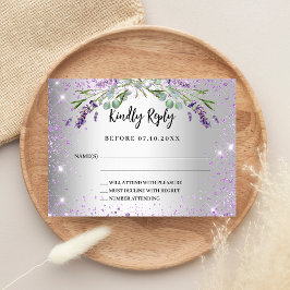 Cartão De Notas RSVP de resposta do casamento em verde-prata lavan