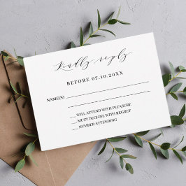 Cartão De Notas RSVP de resposta do casamento moderno com script c