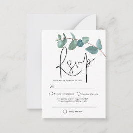 Cartão De Notas RSVP de Script Elegante Eucalyptus Turquoise de MI