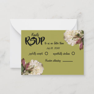 Cartão De Notas RSVP Floral Botânico Dourado Clássico