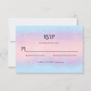 Cartão De Notas RSVP Mínimo de Cor da Água Azul Rosa