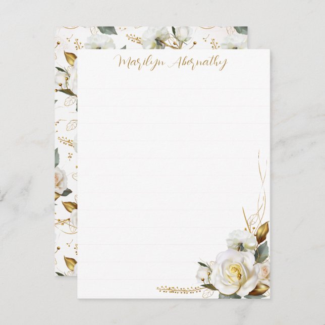 Cartão De Notas Rulada Romântica Romântica rosa Dourada (Frente/Verso)