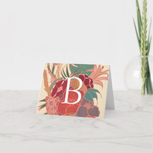 Cartão De Notas Rustic Floral Monogram Blank Note Card