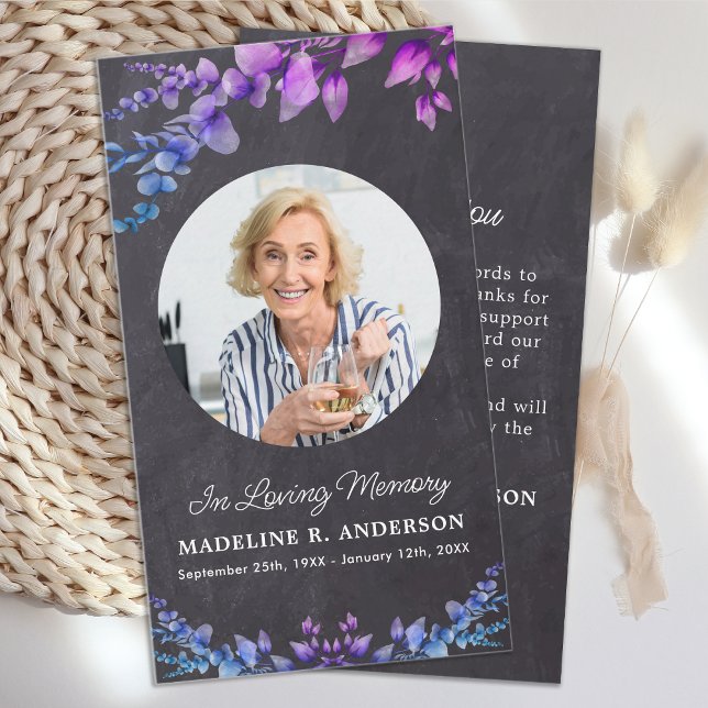 Cartão De Notas Rustic Memorial Photo Botanical Funeral Obrigado (Criador carregado)