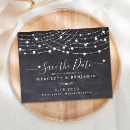 Cartão De Notas Rustic String Luz Casamento Salve A Data Slate