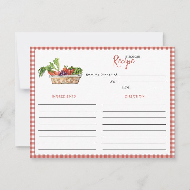 Cartão De Notas Rustic vegetables Bridal shower Recipe card (Frente)