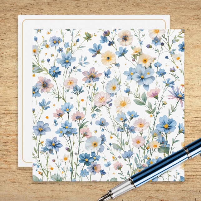 Cartão De Notas Rustic Wildflower Patterned Botanical Garden (A pretty note card adorned with wildflowers in a watercolor style)
